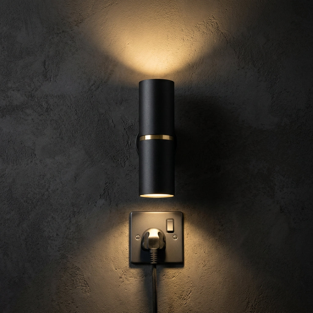 Aura Light Matte Black Modern Plug-in Wall Lamp